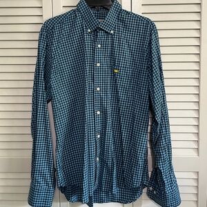 Peter Millar x The Masters Blue Plaid Long Sleeve Button Down Size Large